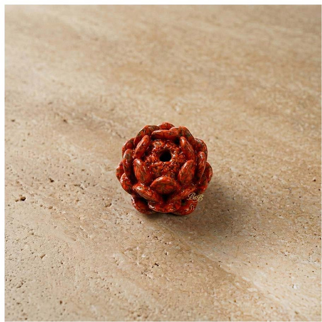 B&B 경면주사 경채사 연꽃모양 장식 비즈 고함량 경면주사 연꽃 장식, 2개