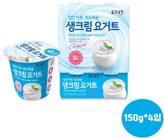 동원 소와나무 생크림 요거트 (150gX4입)x4개/냉장무배, 150g, 16개