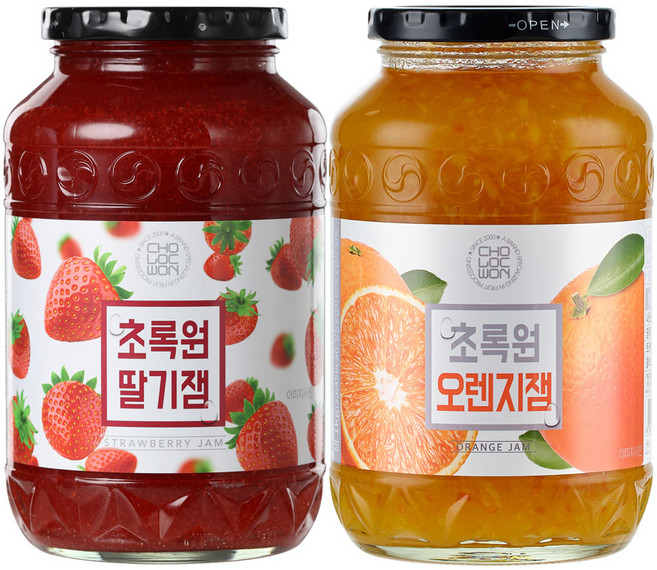 초록원 딸기잼 1kg + 오렌지잼 1kg, 2개
