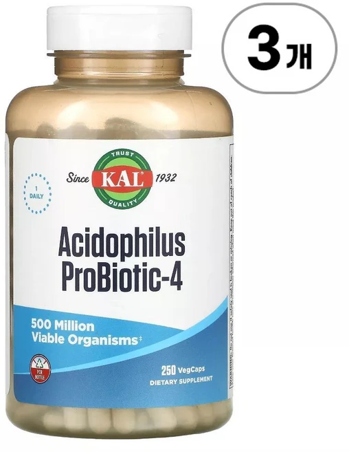 칼 애시도필러스 프로바이오틱스4 KAL Acidophilus Probiotic-4 250정, 3개 - 쿠팡