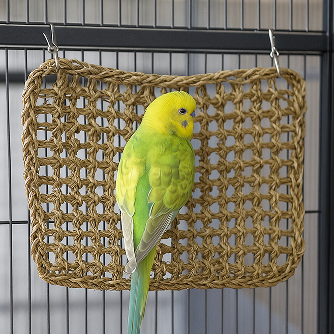 파파스 앵무새 장난감 해초 매트 놀이터 해먹 그네 사다리, 1개, 해초매트(소형)18*18+비너2