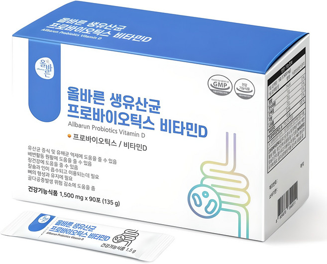 올바른건강식품 생유산균 프로바이오틱스 비타민D 90p, 135g, 1개