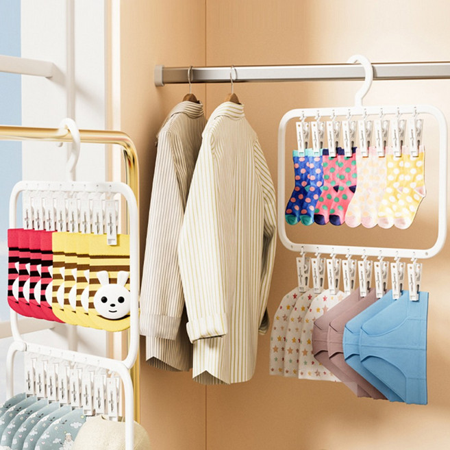 하우쏠 양말 모자 소품 다용도 후크 집게걸이 1단, 화이트, 1개