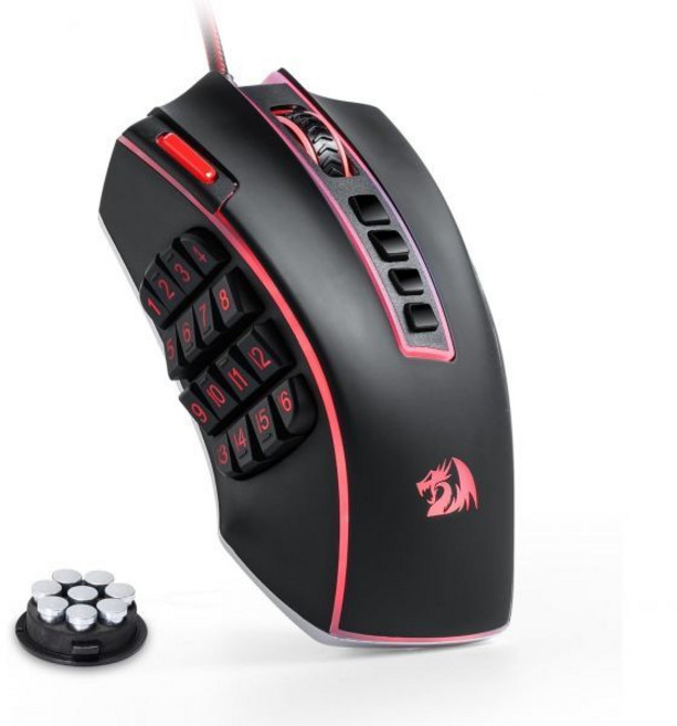 Redragon M990 MMO 게이밍 마우스 32000 DPI 고정밀 유선 RGB 게이머 마우스 23개 프로그래밍 가능 버튼 16개의 측면 매크로 키 소프트웨어 지원, 무선