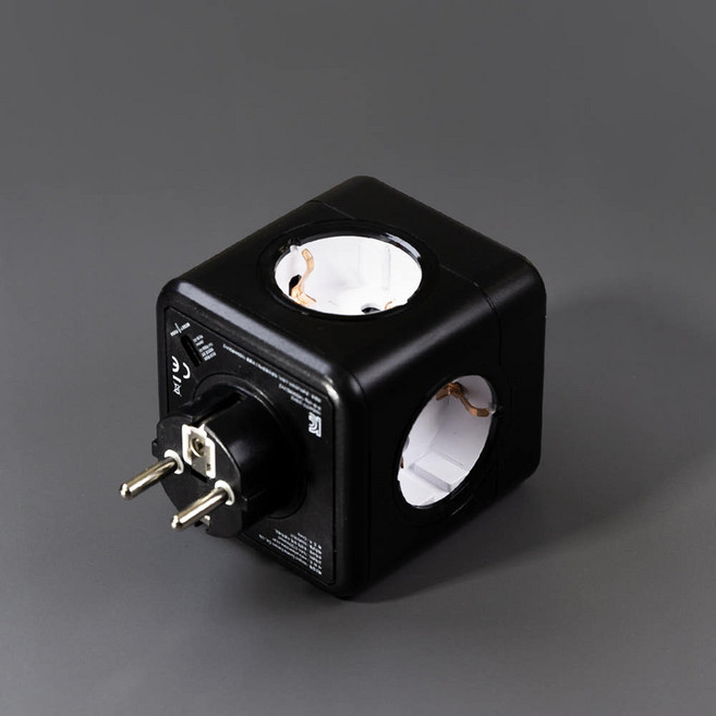 파워아트큐브v2 5구 고용량 선없는 디자인 벽 멀티탭, 1개, 블랙, 77mm