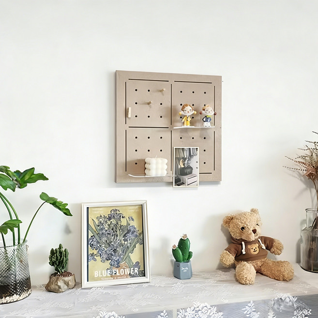 YAPOGI 벽면 수납 정리 다용도 타공판 모던 인테리어, 40×40cm짙은 카멜색, 1개