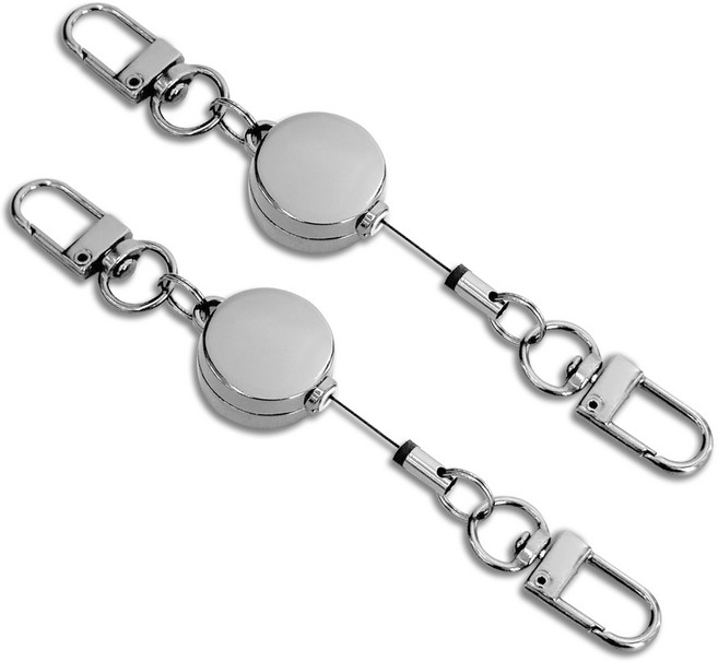 투버클 체인 카라비너 릴홀더 가방 낚시 등산 캠핑, 2개, 실버