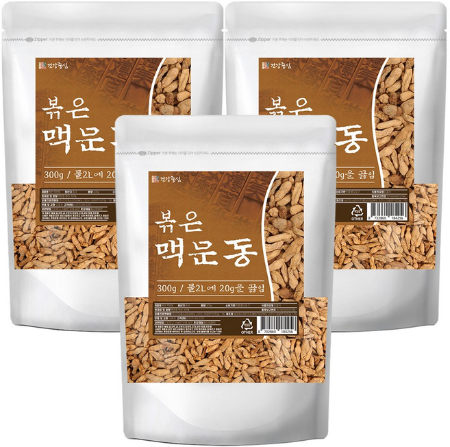 건강중심 볶은 맥문동 차, 3개, 300g