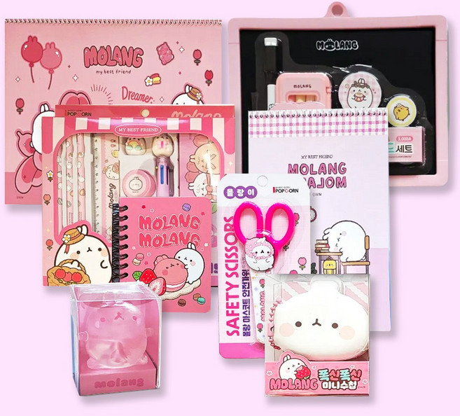 SANS 몰랑이 초등 입학 신학기 종합 문구 학용품 세트 패키지 S2, 1세트, 핑크