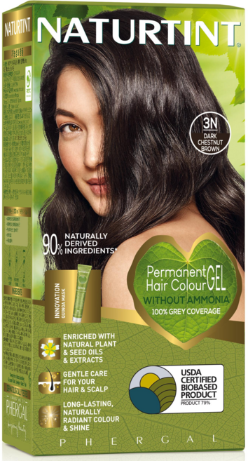 [한국공식수입원]네이처틴트 여성용 새치커버 천연 저자극 셀프염색약, 3개, 3N(다크 체스트넛 브라운)