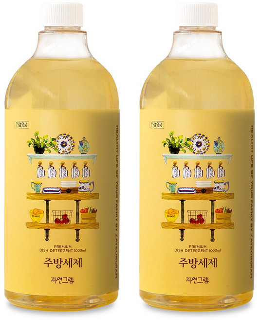 자연그램 젖병 세정제 1종 주방세제 리필, 2개, 1000ml