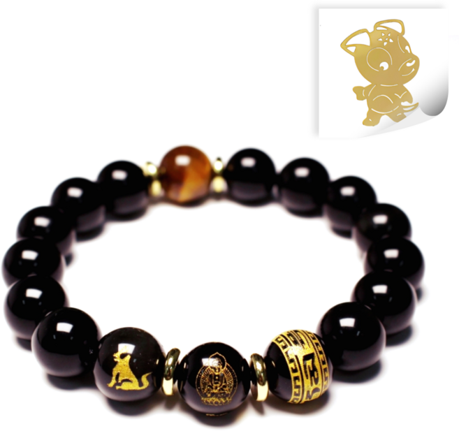 러키라이프 흑요석 소원성취 12지 띠별 행운팔찌