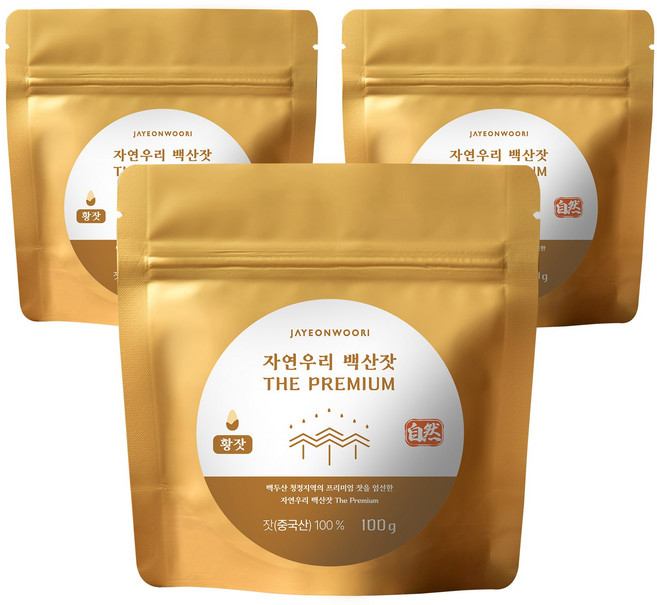 자연우리 백산잣 더 프리미엄 생식용 잣 지퍼백, 100g, 3개