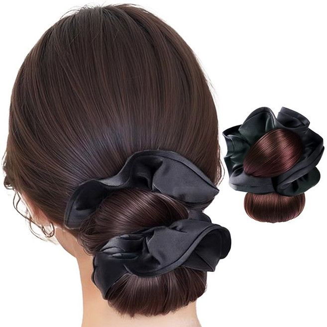 나나민 청순 여신 로우번 집게 가발 (곱창끈 포함), 내추럴블랙, 1개