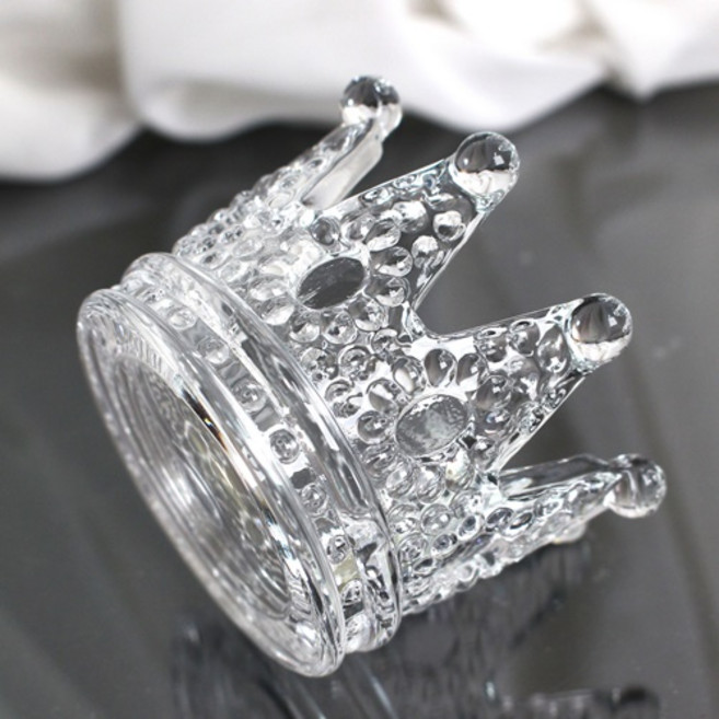 캔들유리용기 - 왕관티라이트홀더 용기 (투명), 1개