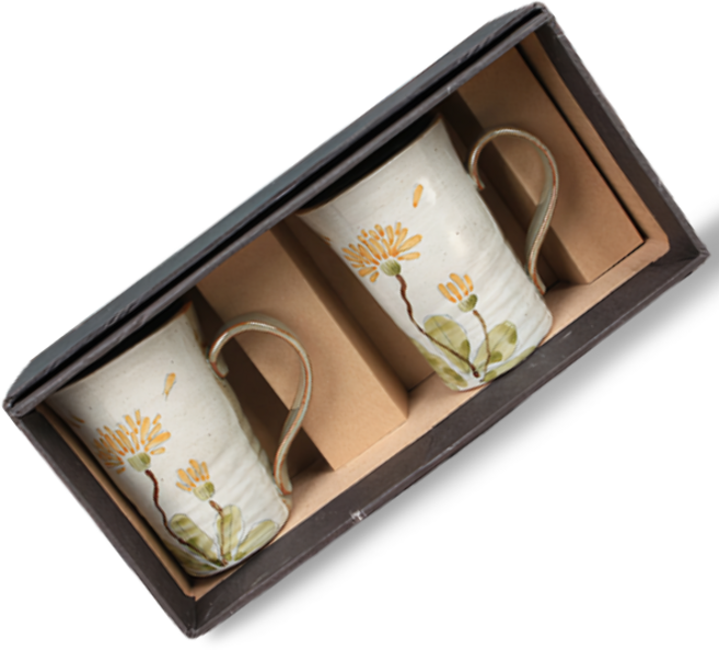 머그컵 2p세트 민들레 부부 카페 도자기 머그잔 티컵 200ml