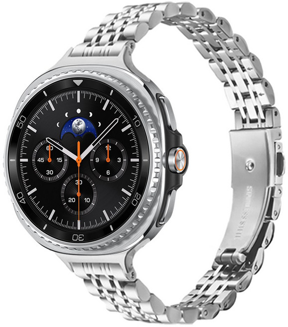 더조은셀러 아르코 여성용 슬림 메탈체인 스트랩 시계줄 밴드 갤럭시 워치8 44 40 클래식 호환, 1개, 실버