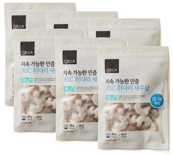 올가 ASC 흰다리 생 새우살 (13~18마리), 6개, 300g