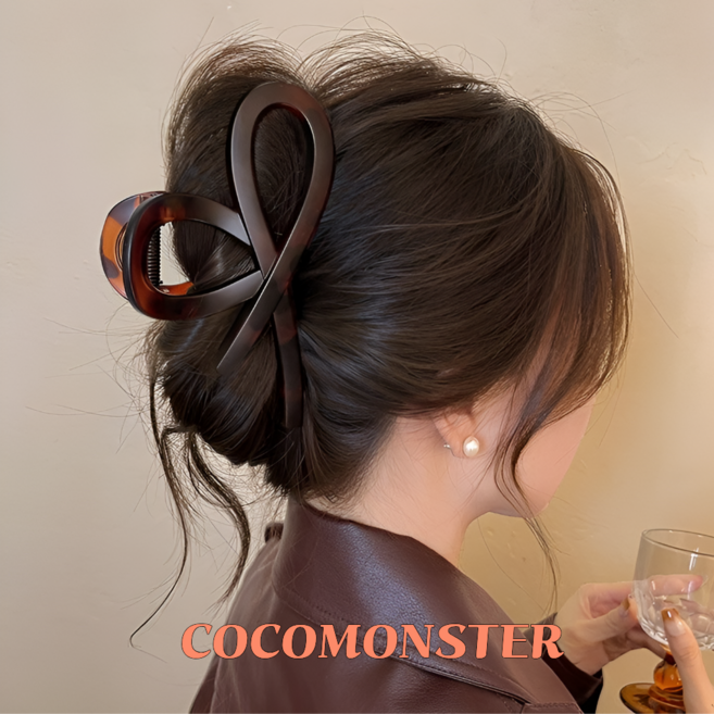 COCOMONSTER 프리미엄 빅사이즈 리본 올림머리 헤어 집게핀 14cm