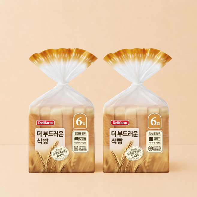 [당일생산] 델리팜 더 부드러운식빵 2cm, 2개, 380g