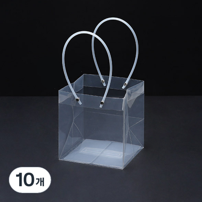 미화부장 PVC 비닐 꽃다발 화분 식물 선물 케이크 포장 투명 긴 대형 쇼핑백, 05 사각 소, 10개