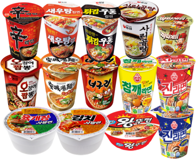 [안녕골목마켓] 소컵라면14종(신라면 새우탕 튀김우동 너구리 짜파게티범벅 안성탕면 오짬 사리곰탕 참깨 진매 진순 육개장사발면 김치사발면 미니왕뚜껑), 14개