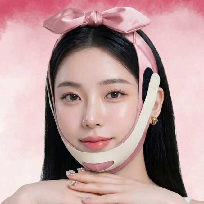 [홈케어] 누브 V라인 턱살 얼굴 페이스 리프팅 밴드 땡기미, 1개, 핑크