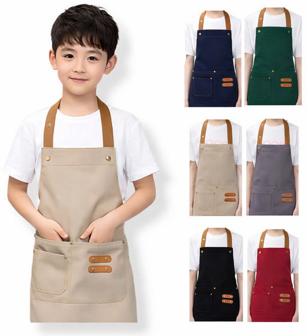 엘린베베 어린이 방수 자수 앞치마 남아 여아 미술 학원 유치원 요리 공방 준비물, 아이보리색(자수없음)