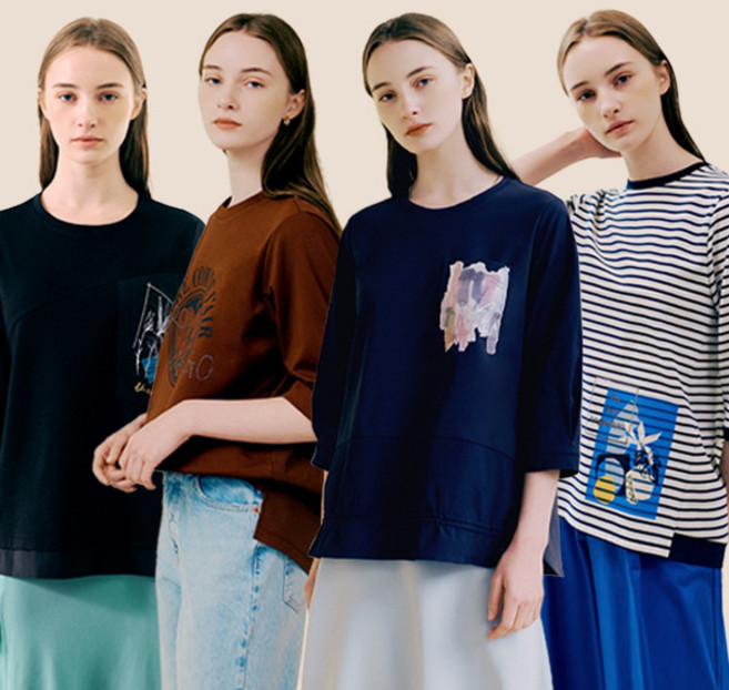 [마르조] [1종]아트웍 블라우스_카멜브라운