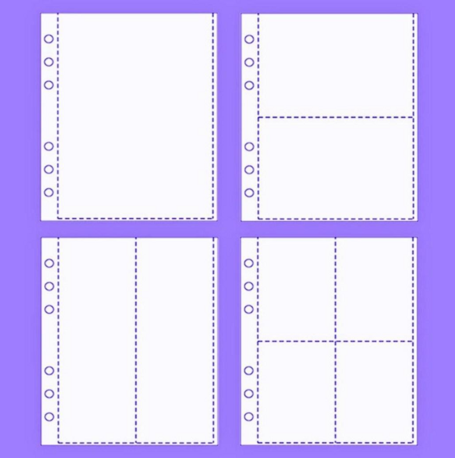 리본데이 6공 포카바인더 양면 속지 리필 A6 A5, A5/2칸가로(양면)-10매, 1개, 10매입