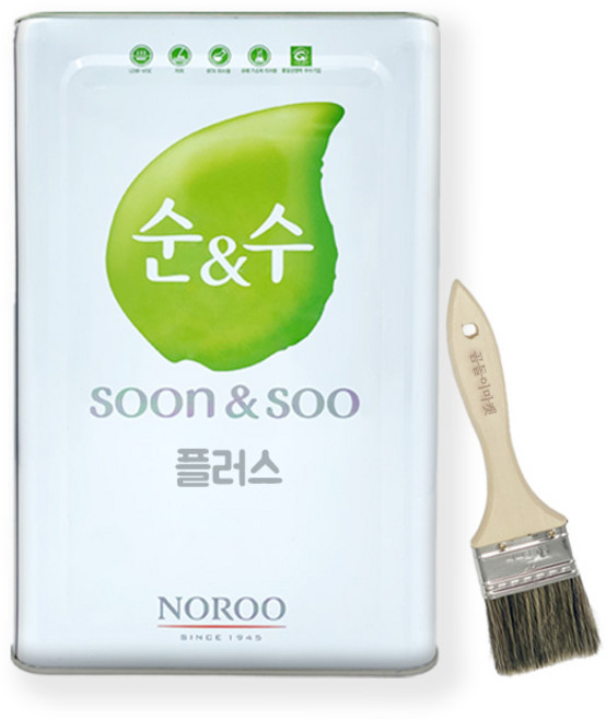 노루표 순앤수 100플러스 대용량 친환경 수성 셀프 벽지 벽면 페인트, 1개, 18L, 순흰색 (WHITE)