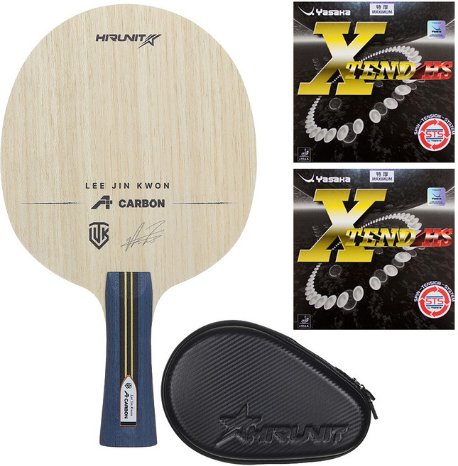 [인기/추천상품] 하이러닛 탁구라켓 이진권 A카본 + 야사카 엑스텐드 HS 러버 부착세트 + 고급 하드케이스 포함 그립선택ST/FL, 4세트, 그립 선택:ST(일자형)