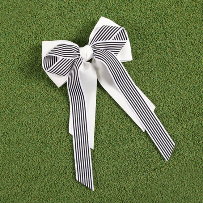 골프 리본핀 샤틴 배색 스트라이프 왕리본 롱테일 헤어핀