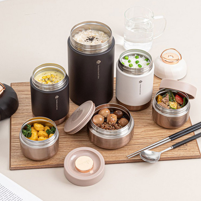 트윙고 뉴트윙클 304 스텐레스 보온도시락 죽통 450ml보온통 밥통 국물통 보온죽통 도시락통, 화이트, 1개