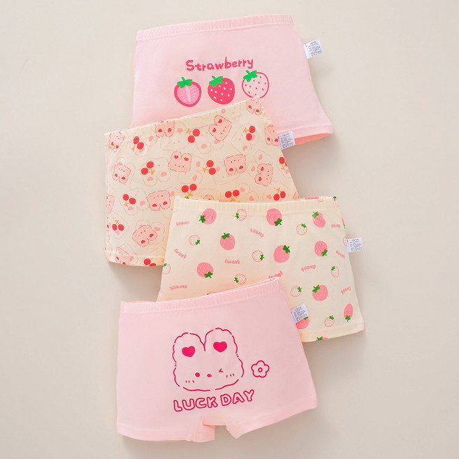 슈가앤 여아 UM05 스퀘어래빗 4종세트 유아 코튼 드로즈 사각 팬티
