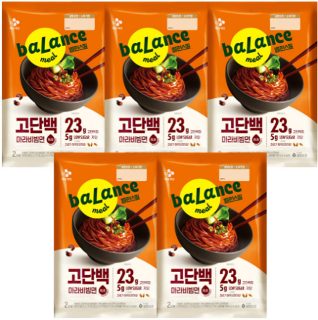 CJ 밸런스밀 고단백 마라비빔면 391g, 5개