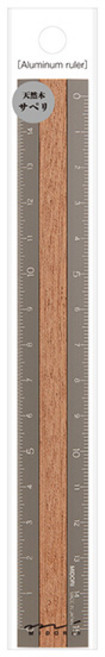 미도리 알루미늄 우드 자 15cm, 1개, 그레이