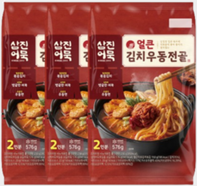 삼진어묵 얼큰김치우동전골 x 3개 캠핑간식 아이간식 겨울간식, 176g