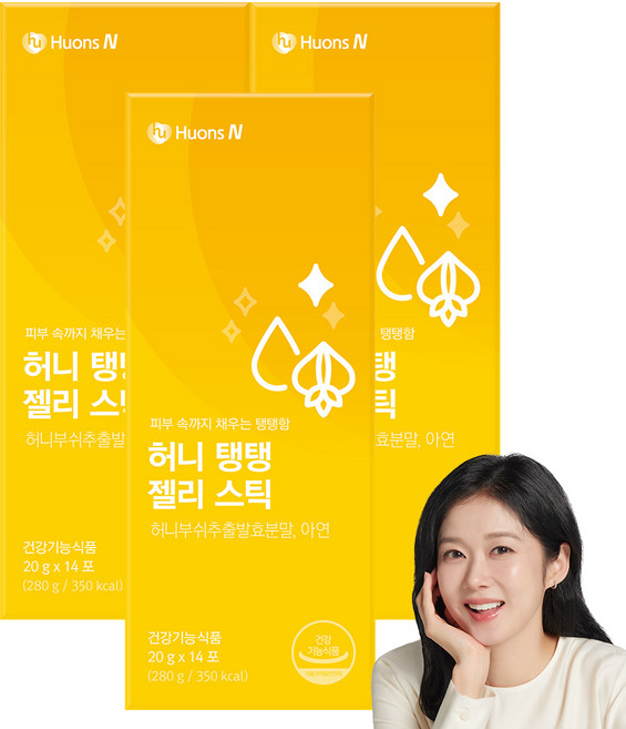 [휴온스N 공식] 허니 탱탱 젤리 스틱 피부 보습 탄력 영양제, 3개, 14회분