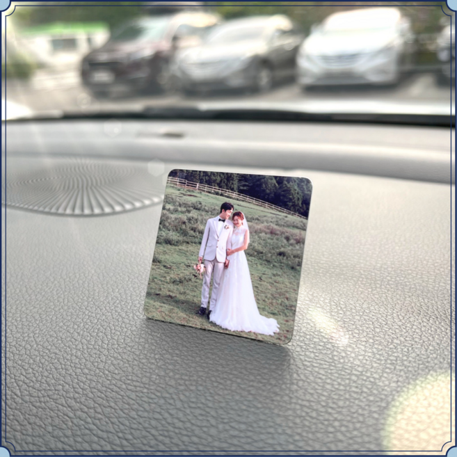 2+1 메탈 차량용 액자 자동차 사진 걸이 미니 포토 1개수량, 대시보드세트, 정사각(5)