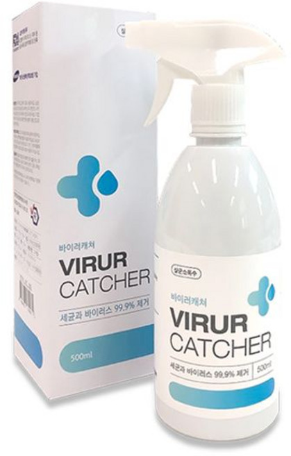 바이러캐쳐 분무형 뿌리는 살균 소독제 500ml 무색 무향 차아염소산수 초특가, 1개