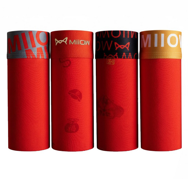 CaecnKoen 남자 레드 면 고급 남성 데일리 드로즈 4종세트 선물 1602