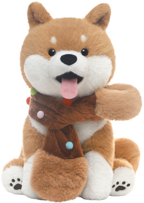 NEW-SALE 크리스마스 강아지 인형 시바견 강아지 봉제인형 인형 선물 한 마리 34cm, 시바견 로버트-일반 의상