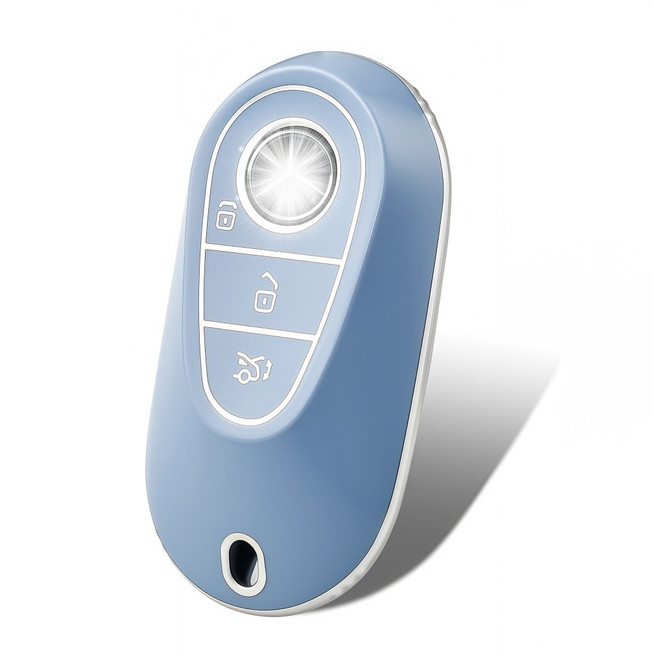 OFFCURVE 벤츠 골드라인 스마트 TPU 차키케이스 자동차 키커버, 파란색과은