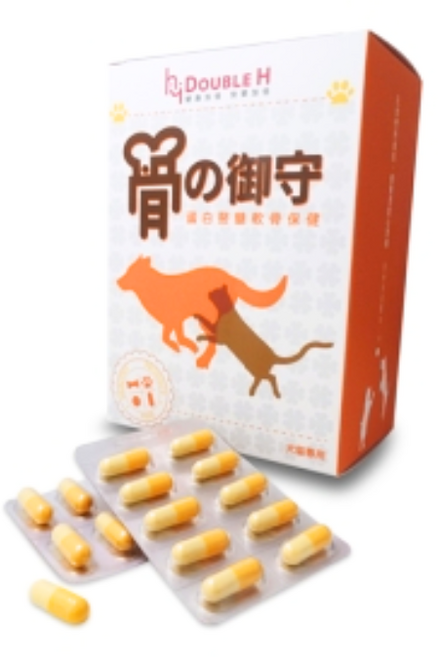 Double H 骨の御守 寵物關節保健品 適用犬貓 蛋白聚醣 PO-OG二胜肽, 1個, 關節, 60顆