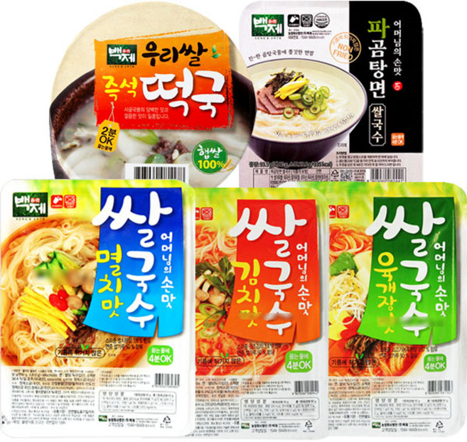 백제 쌀국수 멸치맛5+김치맛5+육개장맛5+파곰탕면5+떡국4, 1개