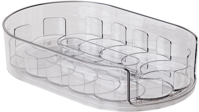 이중원형기어 부드러운 360도 회전 냉장고 정리 트레이 주방 양념통 정리대 분리세척가능 3가지색상, 투명, 1개