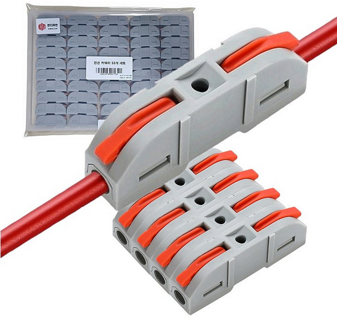 BINDESIGN 직결형 전선 커넥터 원터치 푸시 레버형 연결단자, 50개