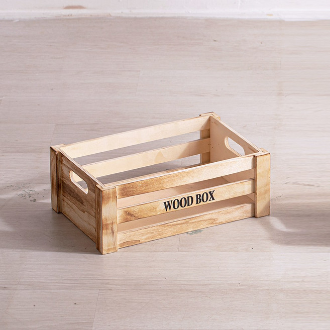 [데코봉봉] 내추럴 우드 박스 3호 1P 중형 정리함 상자 다용도 빈티지 캠핑 박스 수납함