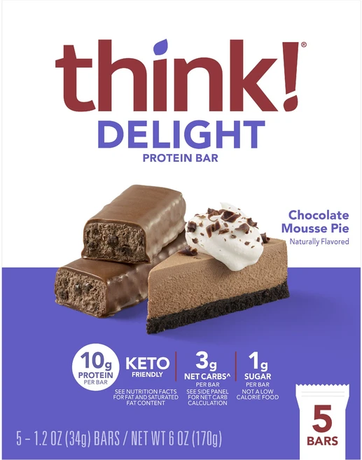 띵크 딜라이트 프로틴 바 초콜릿 무스 파이 5개입, 1개, 170g - 쿠팡